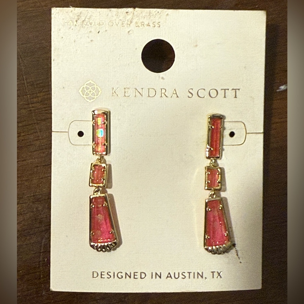 Kendra Scott Gold and Pink Dangling Earrings